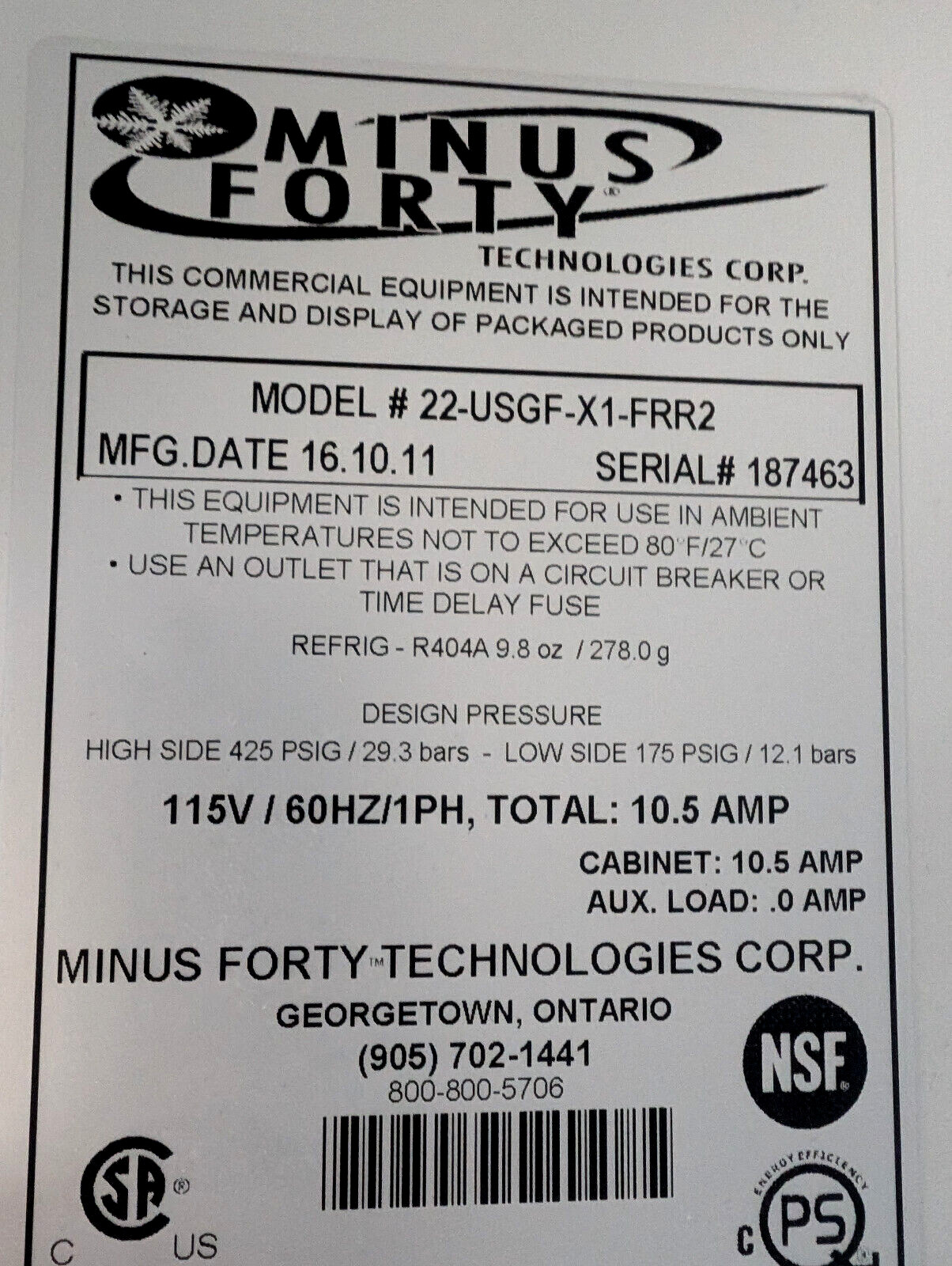 Minus Forty Glass Door Freezer, Merchandiser, Adjustable Shelves, F'REAL