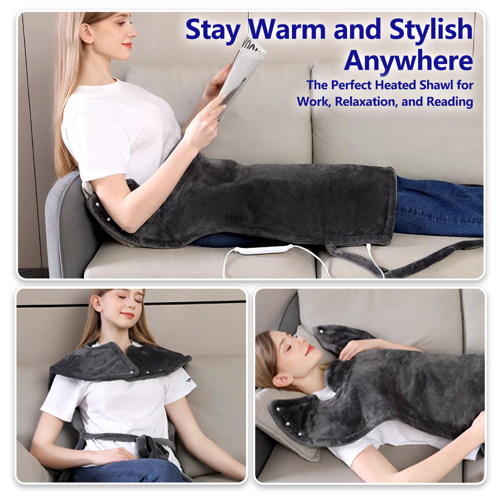 Heating Pad for Neck and Shoulders and Back,24"x37" Weighted Heating Pad for Bac