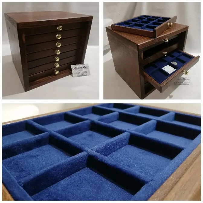 Kubò Coin Holder New In Real Wood And Italian Velvet Coin Cabinet