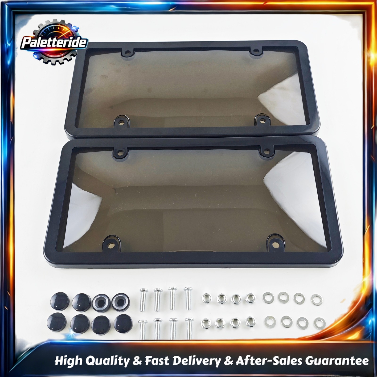 NEW 2Pcs Auto Tag Shield Protector include License Plate Covers & Frames & Screw
