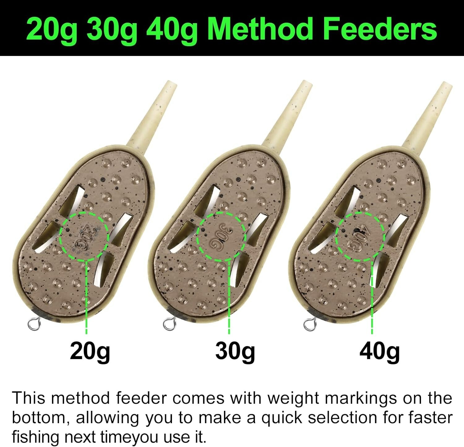 3pcs Carp Fishing Feeders Method with Fishing Weights 20g 30g 40g 50g 60g Tackle