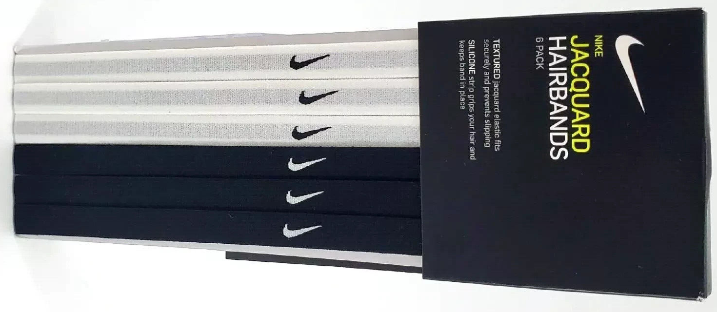 Nike Headband 6 Pack Headbands Hairbands Black/White