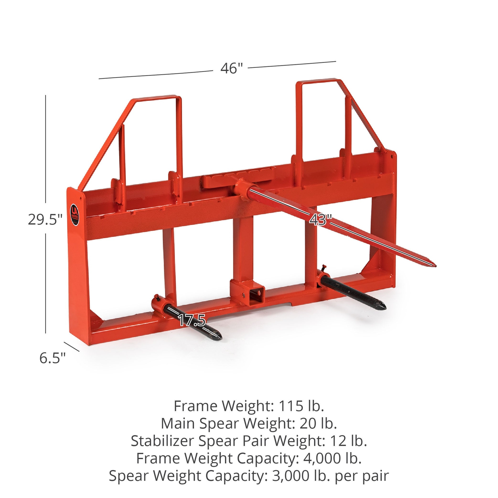Titan UA USA Made Step-Through Hay Frame Attachment, 43in Spear