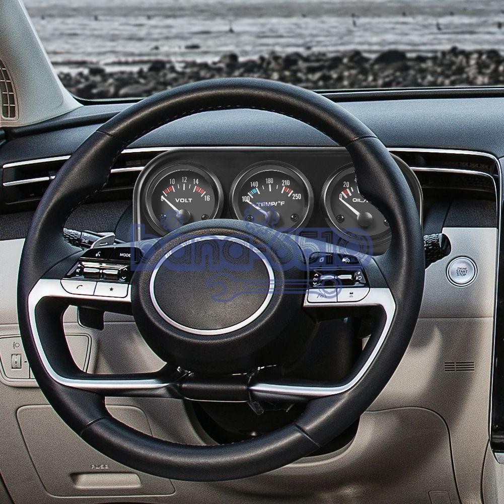 2" 52mm 3-in-1 Auto Car Triple Gauge Set Kit Water Temp Oil Pressure Volt Meter