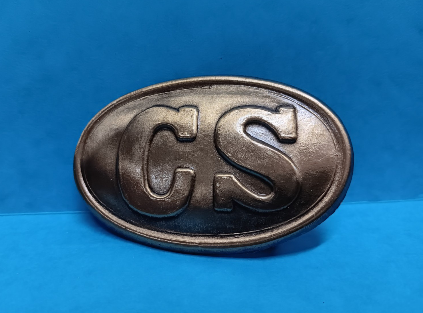 Vintage Civil War CS Brass Belt Buckle ~ Excellent Condition ~ 2" Belt