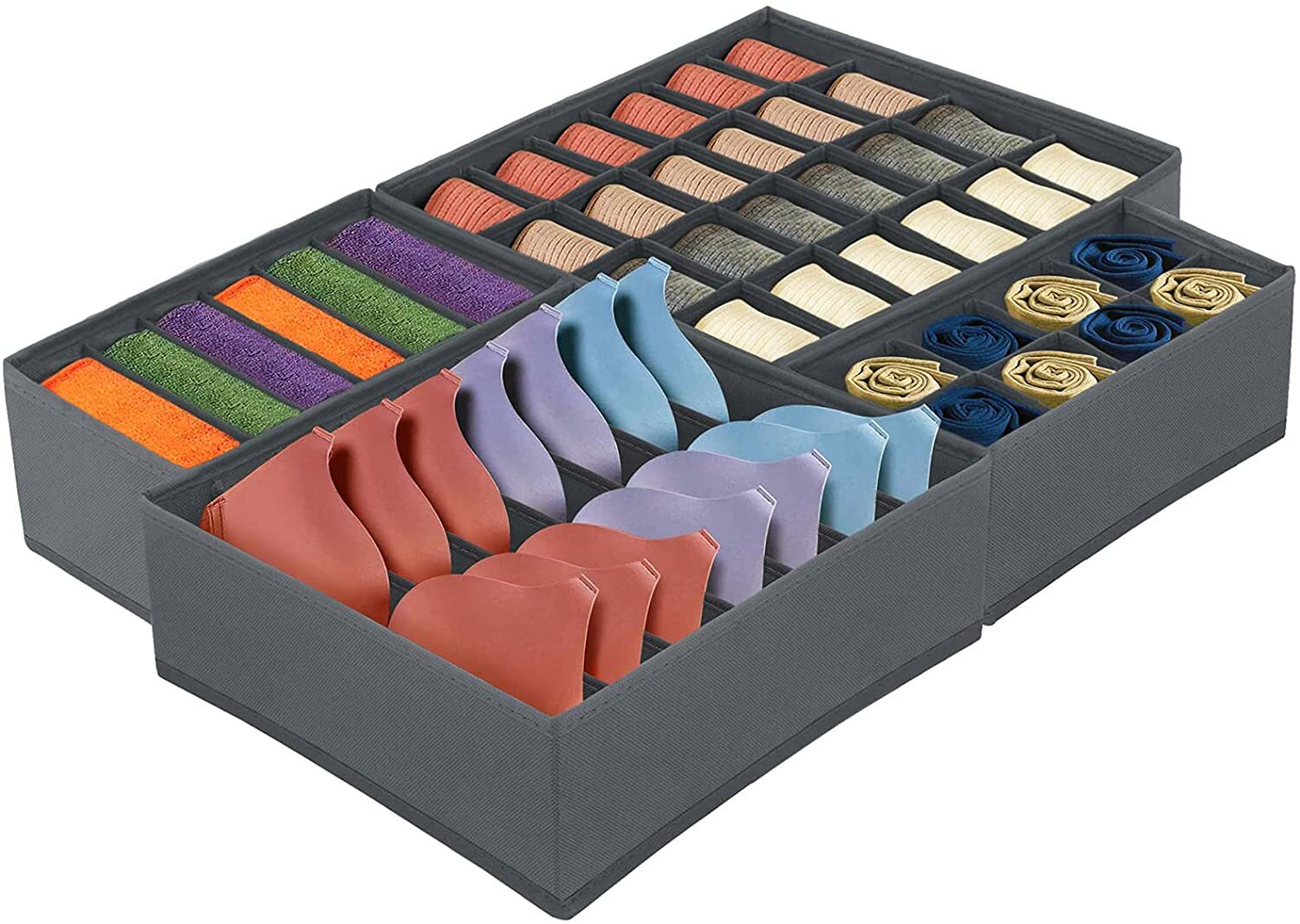 4 Pcs Underwear Organizer Foldable Closet Cabinet Drawer Dresser Storage Box Bin