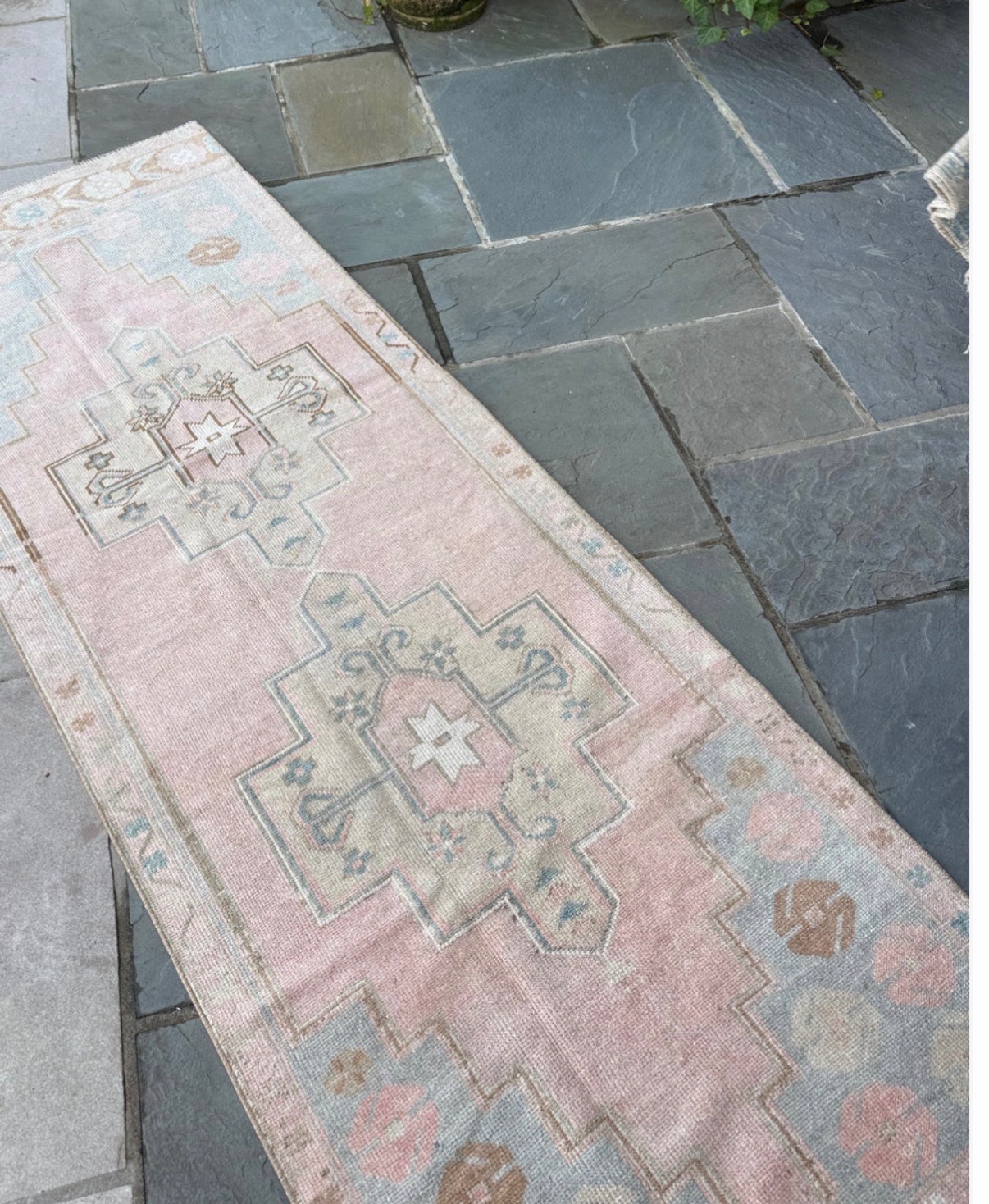 Vintage Turkish Runner Rug 3x8 Hand Knotted Wool Anatolian Oushak Hallway