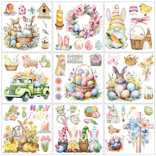 Rub on Transfer for Crafts and Furniture,Iron on Transfers Easter-9 pcs