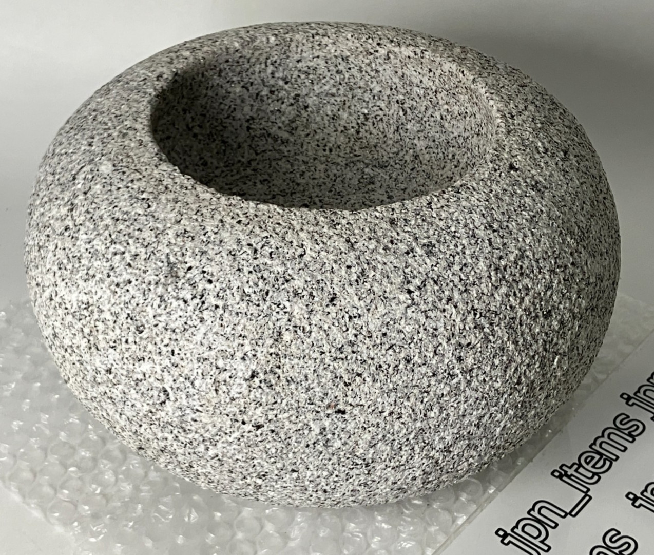 Small Granite Stone Water Bowl 8.6 in Chozubachi Japanese Garden Ornament Statue