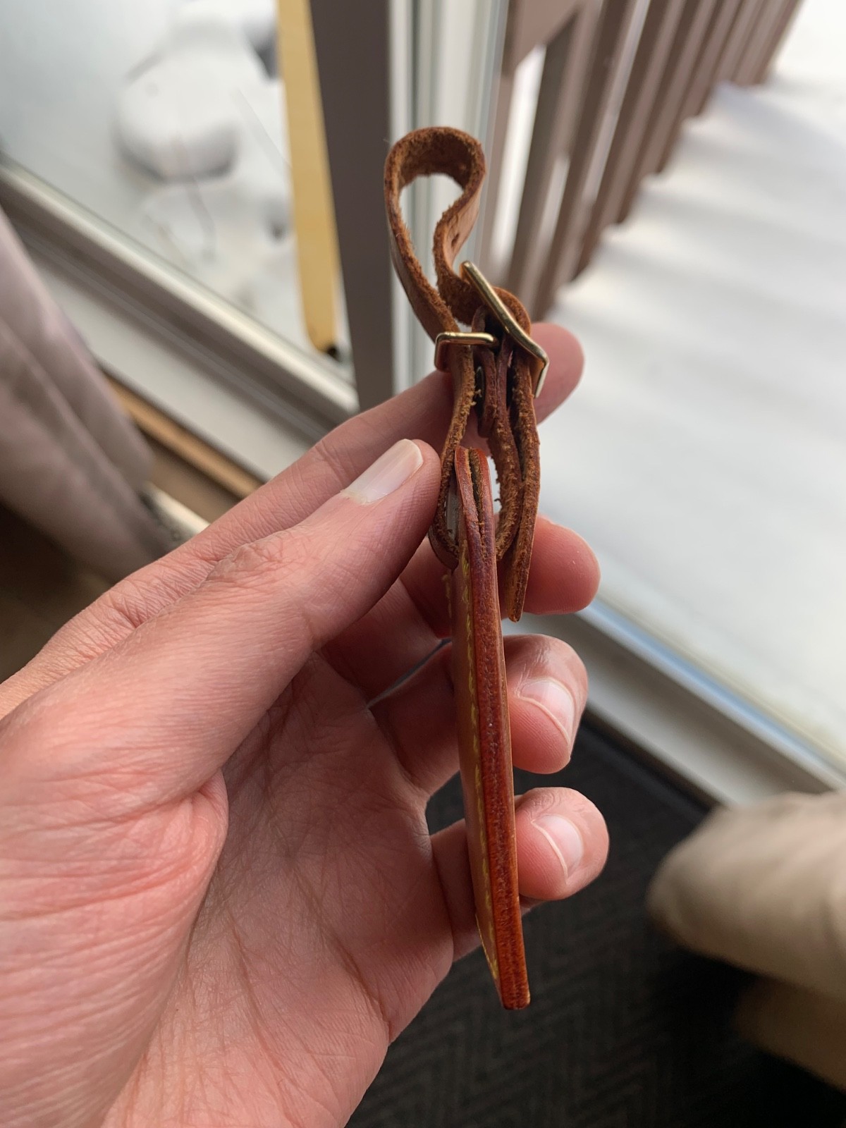 Authentic Louis Vuitton leather luggage tag !