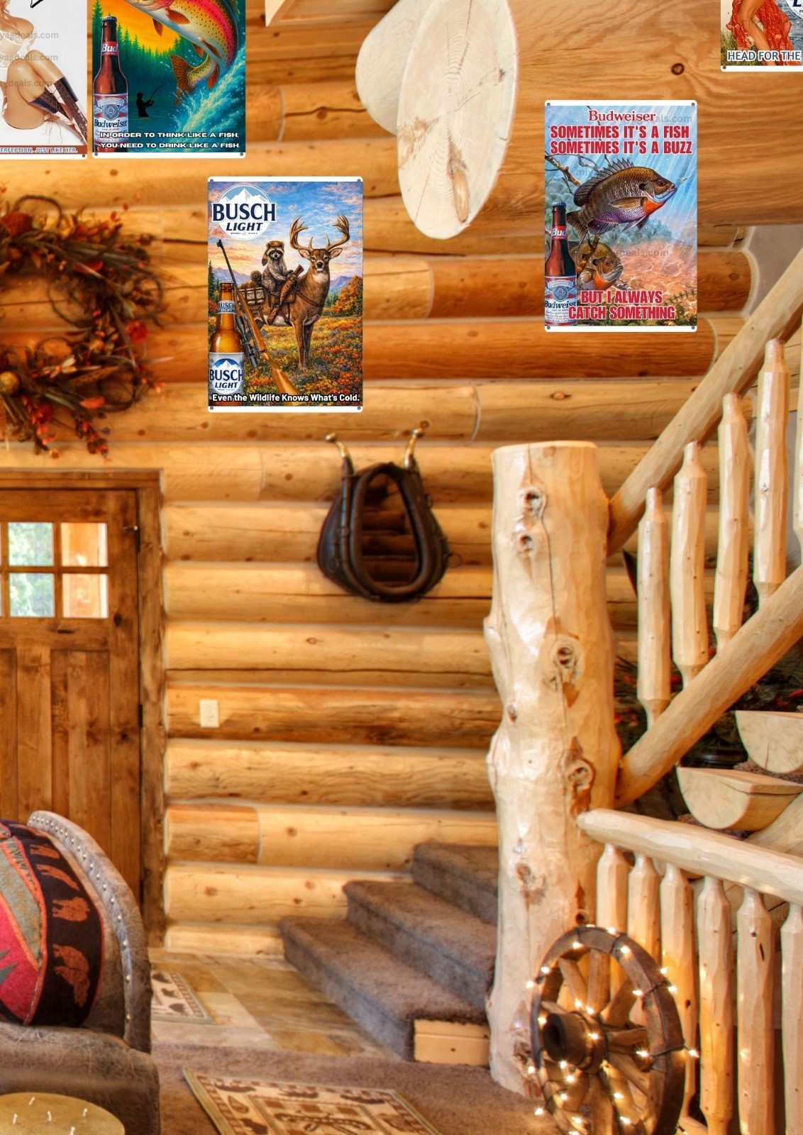 BLight Beer Hunting Metal Sign Funny Wildlife Deer Raccoon Wall Decor Read Des