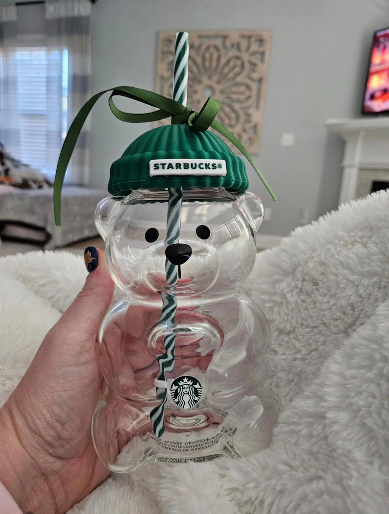 2026 Starbucks Barista Bear Cup Limited Edition Glass Cup Xmas Gifts 503ml New C