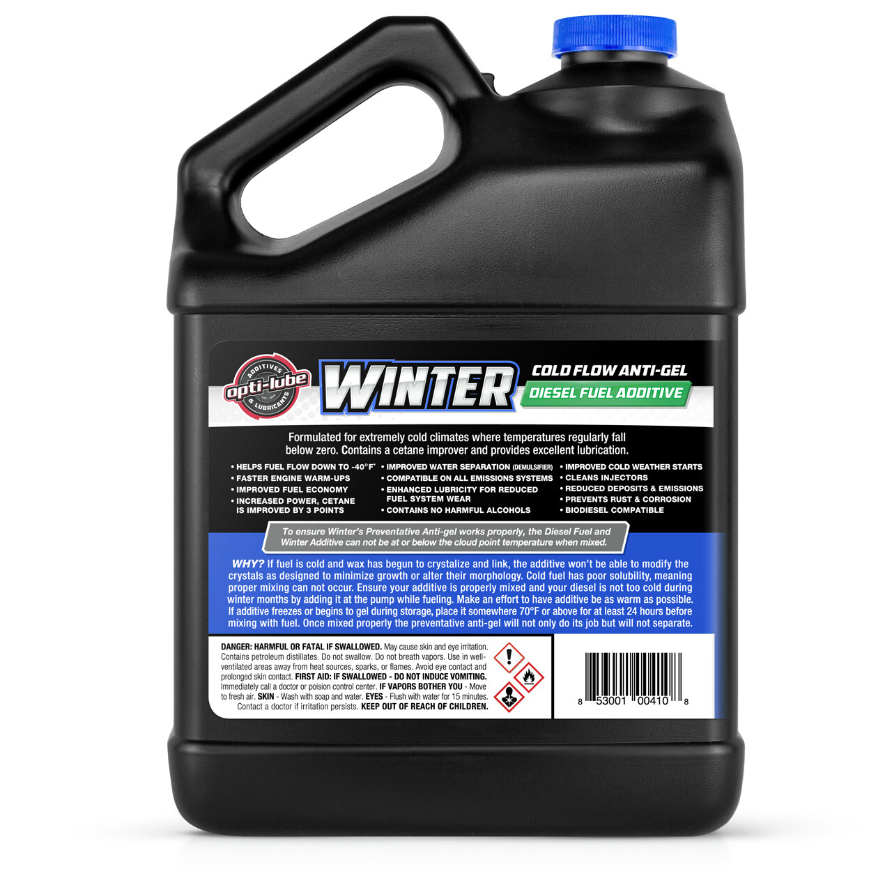 OPTI-LUBE WINTER ANTI-GEL DIESEL FUEL ADDITIVE: 1 Gallon with Accessories