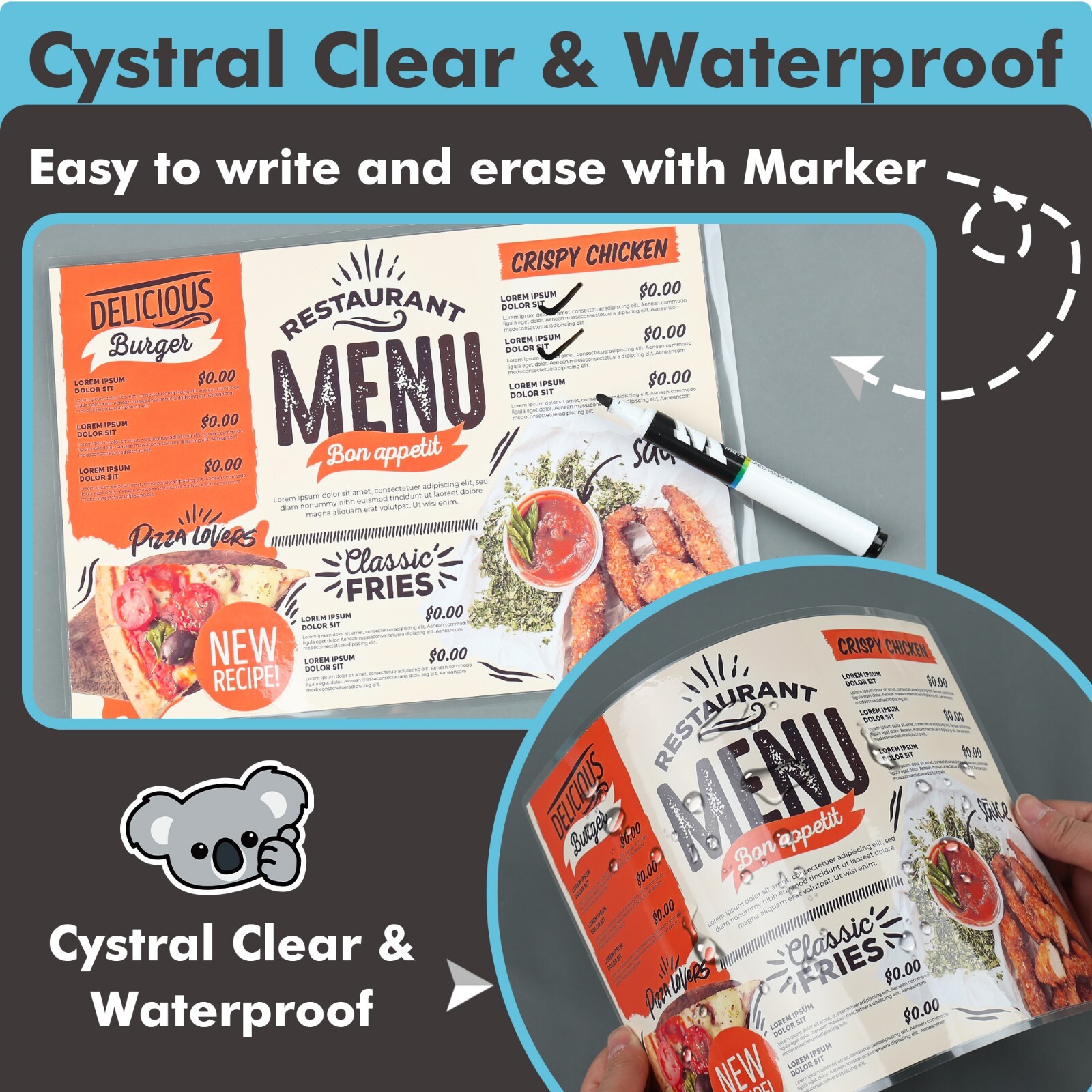 Koala Thermal Laminating Pouches 11.5x17.5 In 50 Sheets 5 Mil Seal 11x17 Menu