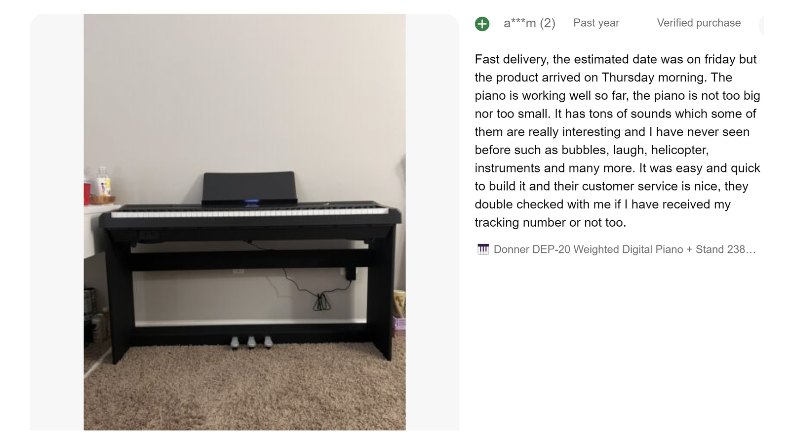 Donner DEP-20 Digital Piano Keyboard 88 Weighted Keys with Stand