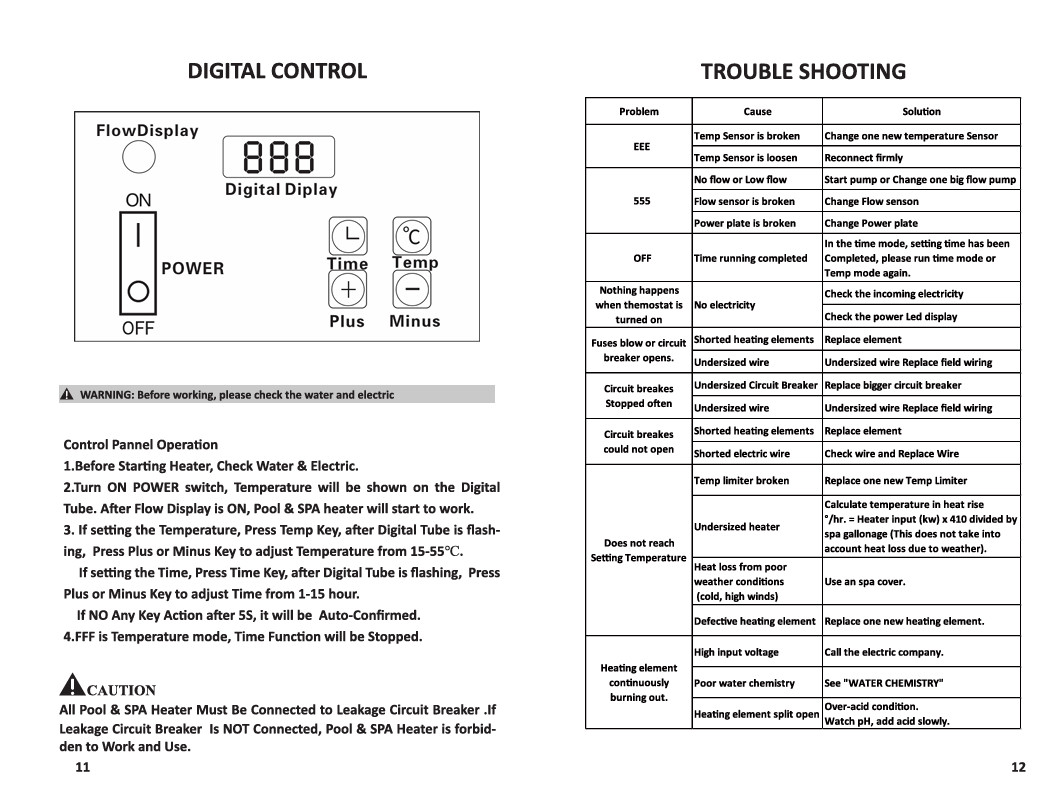 11KW Electric Swimming Pool Water Heater Thermostat Hot Tub 110V US STOCK