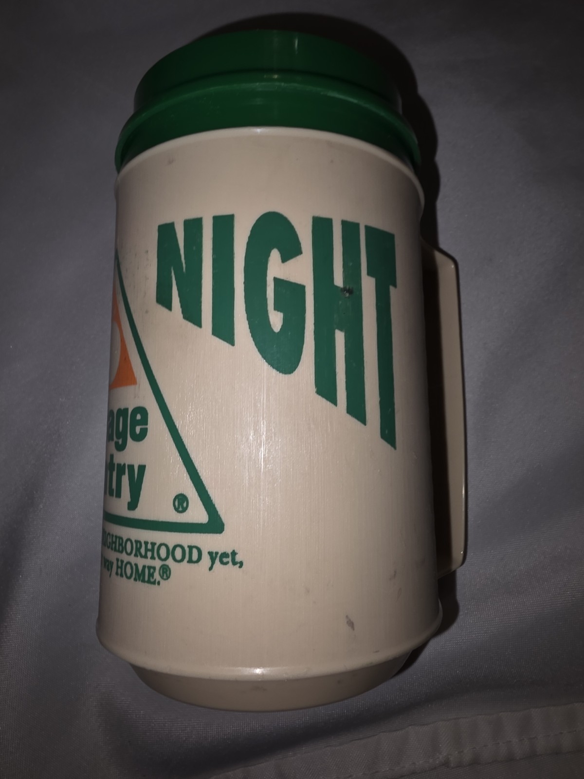 Old Rare Vintage Village Pantry Thermos Cup Mug Day Or Night Convenience Store