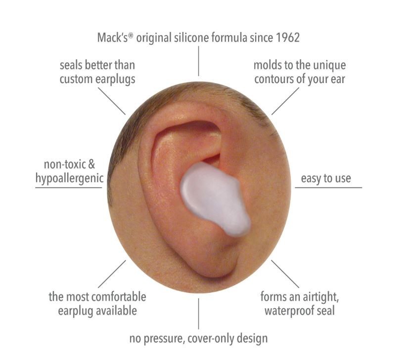 Mack's Pillow Soft Silicone Earplug Noise Reduction Snore Proof 6 Pairs - 3 Pack