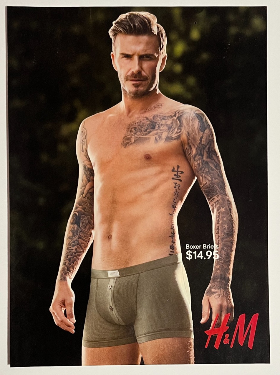 David Beckham Bodywear H&M Stores Boxer Briefs Underwear Shirtless Print Ad 2013
