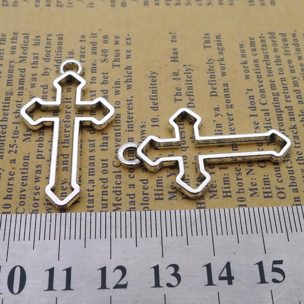 BULK 100Pcs Cross Charms DIY Jewelry Making Pendant Antique Silver