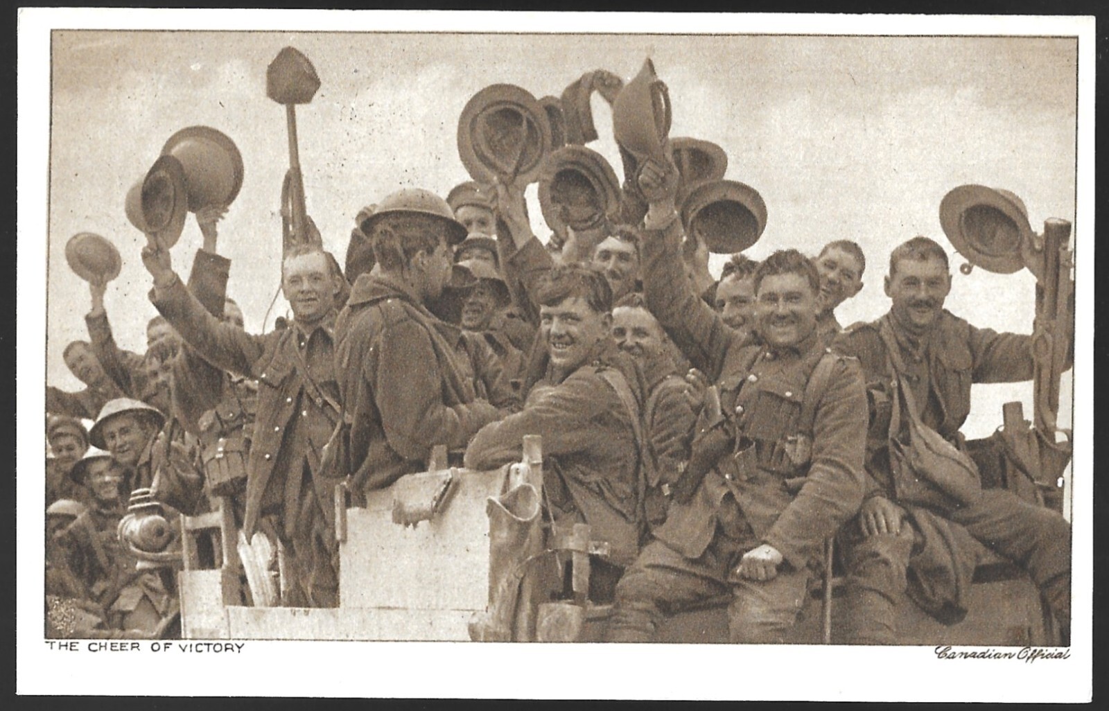 WW1 Postcard Daily Mirror Canadian Official Series Soldiers Cheer Victory