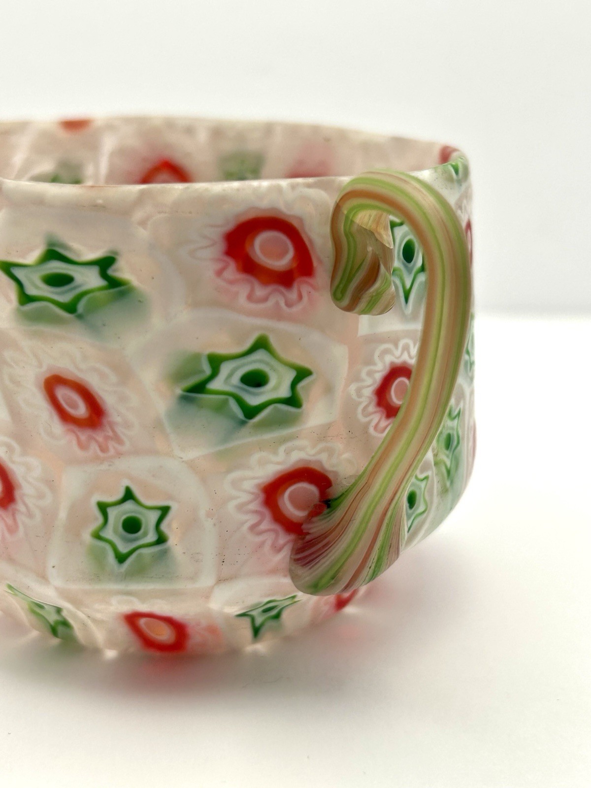 VINTAGE MURANO MILLEFIORI ART GLASS TEA CUP & SAUCER Dish Set