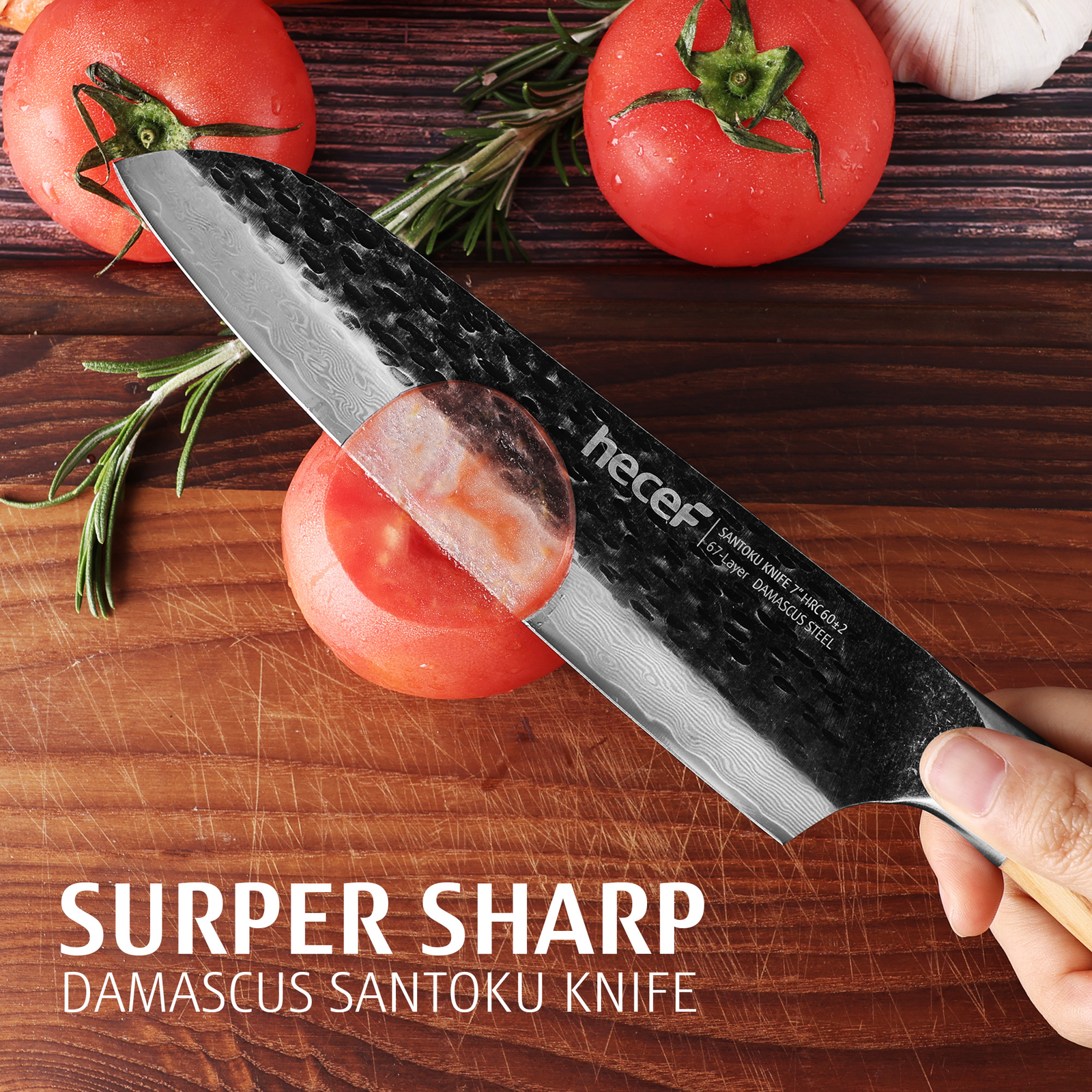 7in Chef Knife Damascus Super Sharp Carbon Stainless Japanese Knife w/ gift box