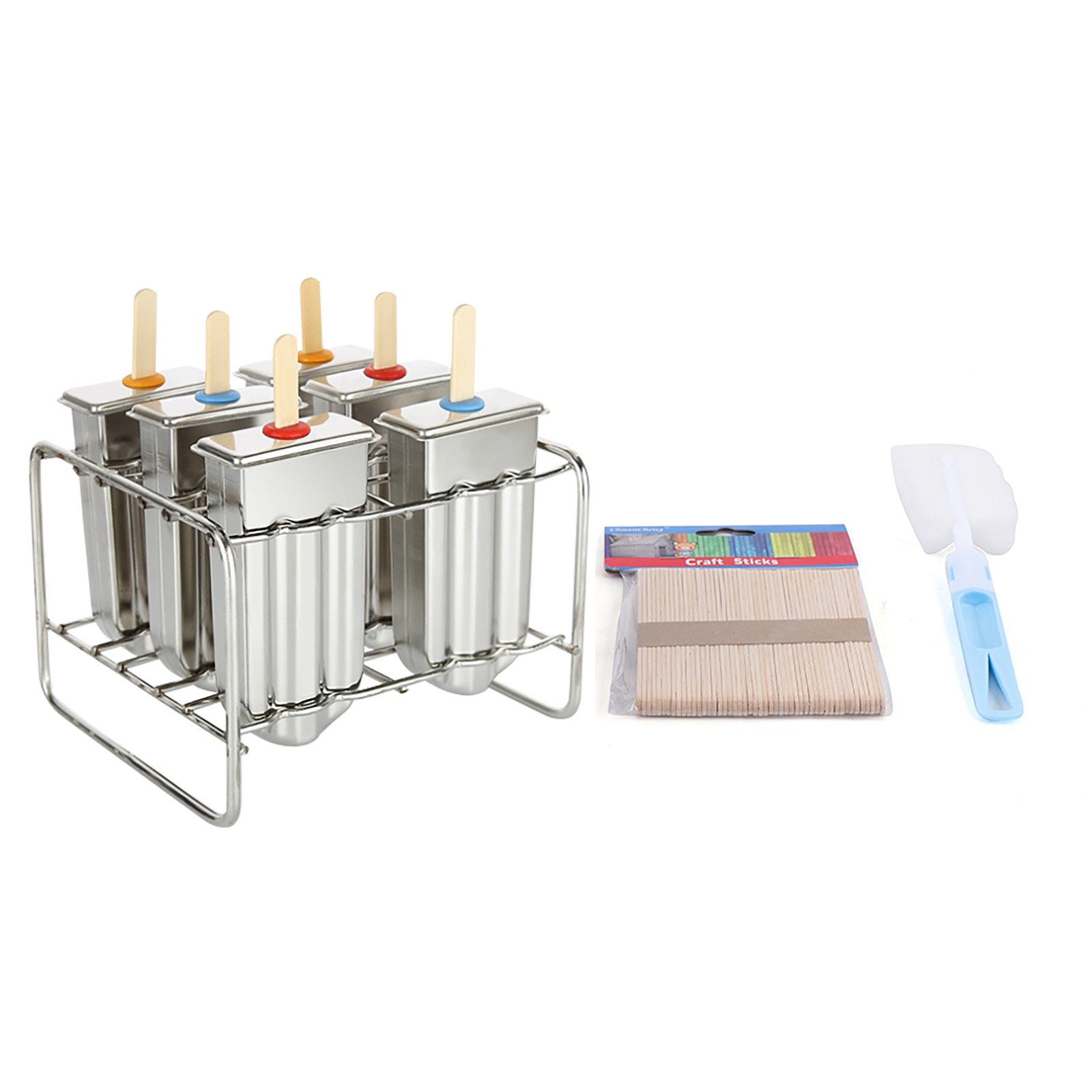 Silver Stainless Steel Ice Cream Bars Molds 6 pcs 10.3*4.8cm Mold Modern