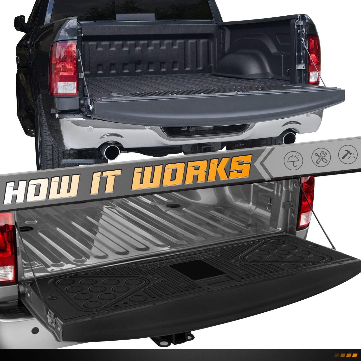 Tailgate Bushings Left and Right Tail Gate Insert Kit Compatible with 1500 2500