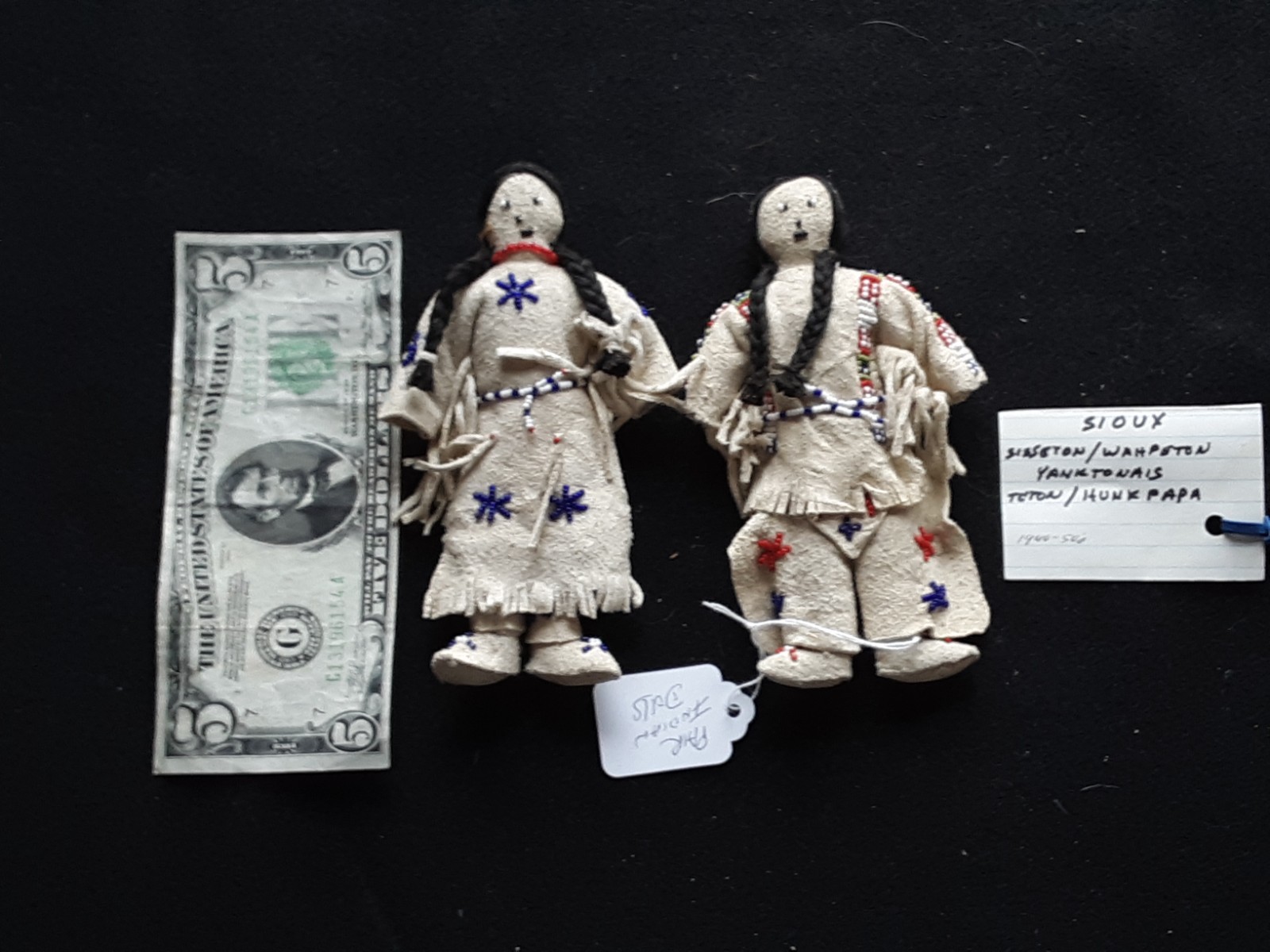 NATIVE AMERICAN BEADED LEATHER DOLLS, PAIR OF "STAR" DOLLS, SIOUX SB-0226*09099