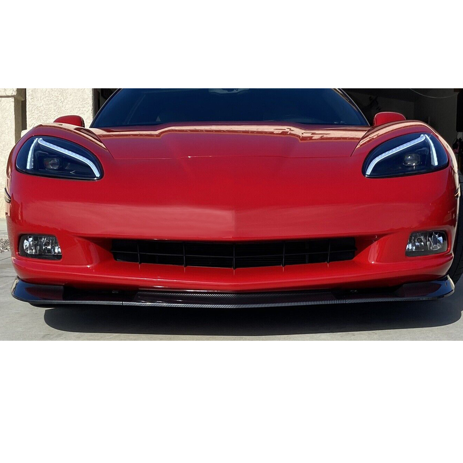 HECASA For 05-13 Corvette C6 Base Front Lip Splitter ZR1 Style Carbon Fiber Look