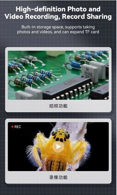 500X Digital Microscope 1080P 2.0inch Video Coin Microscop with Magnifying Glass