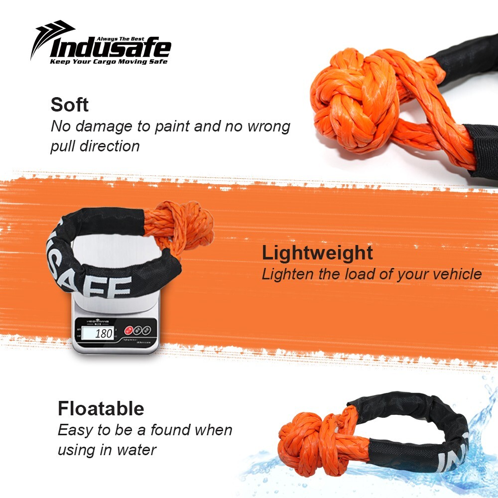 4 PCS 1/2'' X 22'' Soft Shackle Recovery Rope Straps for Off-Road Sailing Trucks