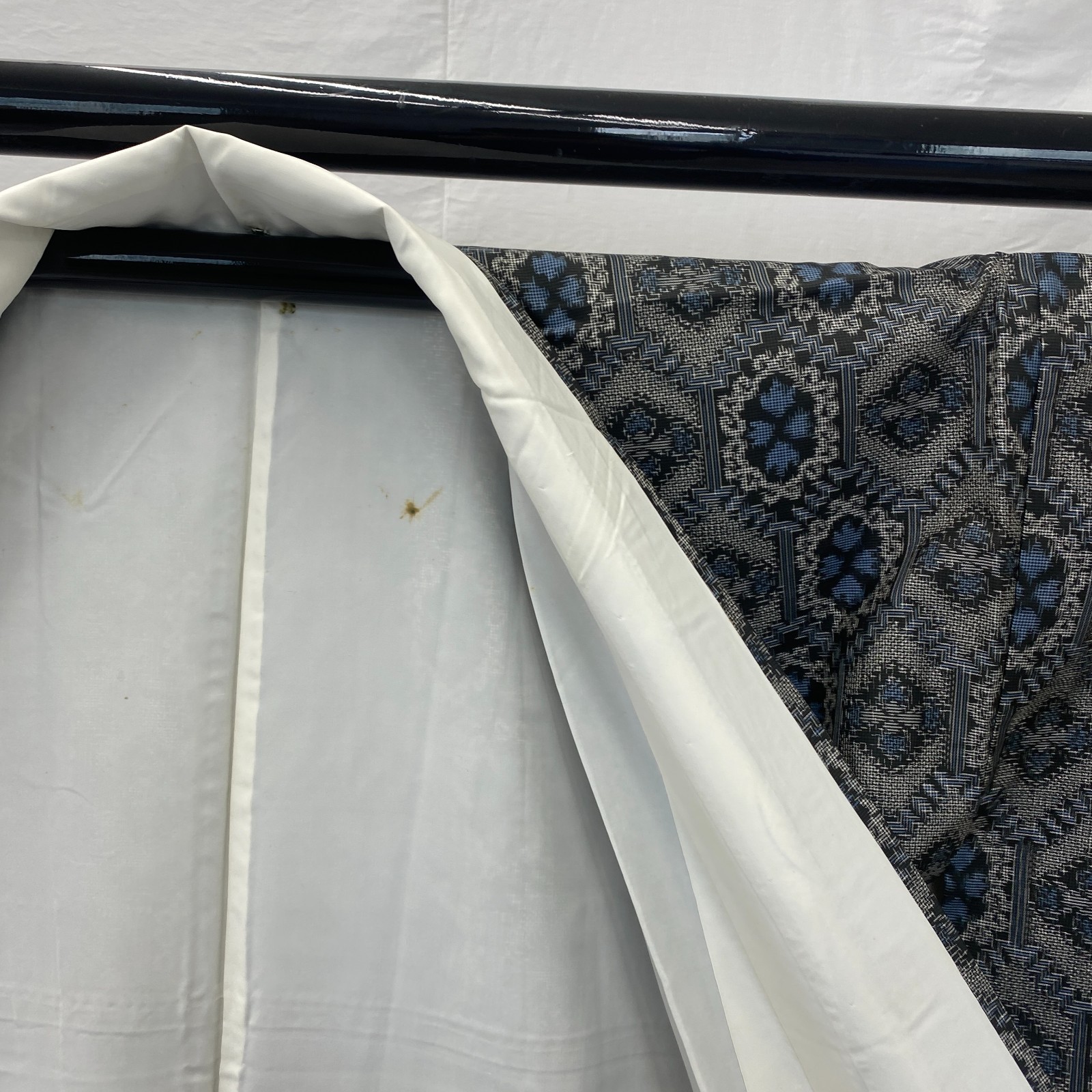 Japanese Vintage Kimono Silk Gray Oshima Traditional Authentic Length 66 in