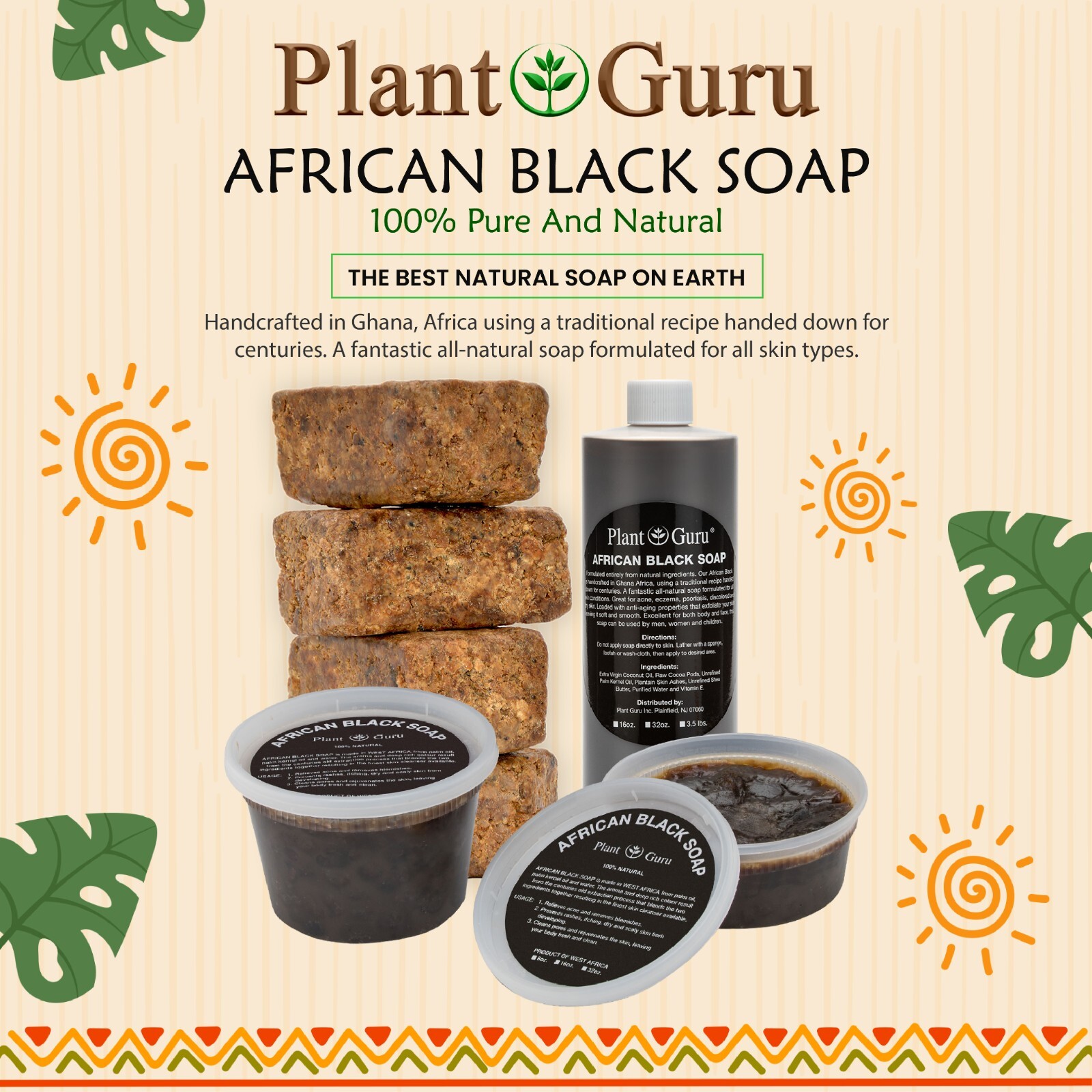 Raw African Black Soap Bar 100% Pure Natural Organic From Ghana Bulk Wholesale