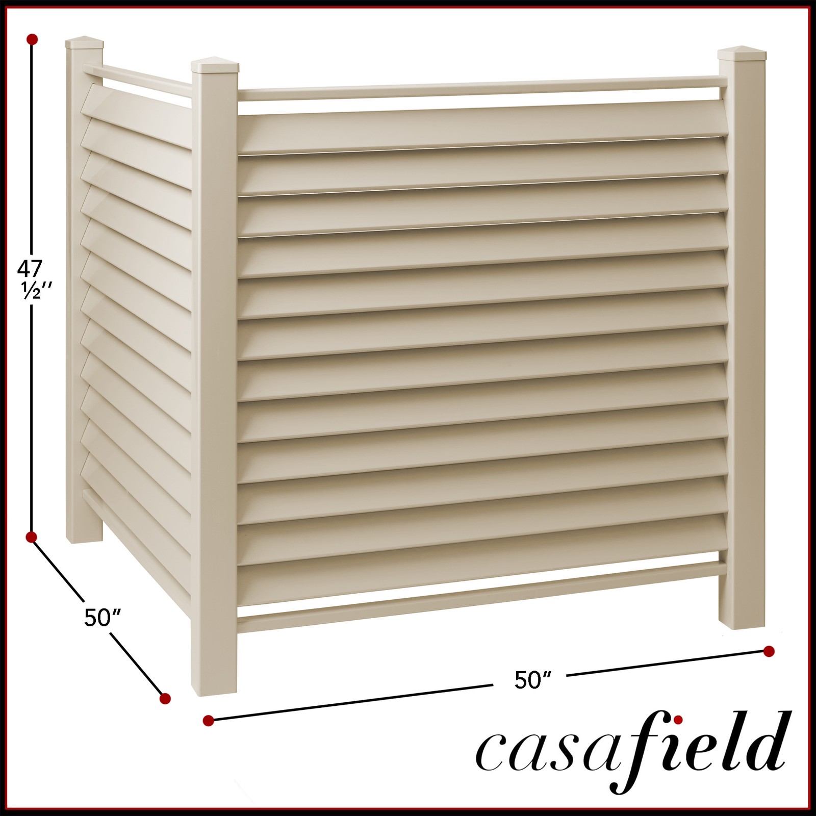 OPEN BOX - 48"x48" Louvered Privacy Screen Outdoor Fence for AC / Trash - Tan