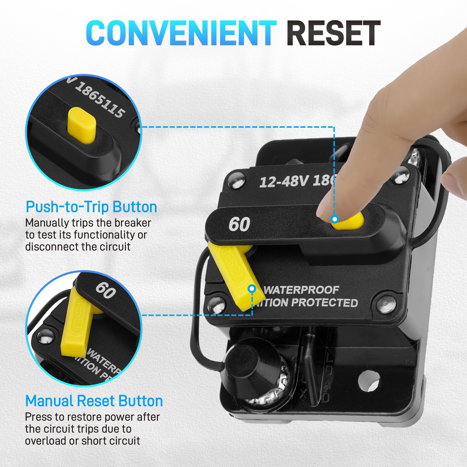MKR-27 60 AMP Circuit Breaker 1865115 for All Minn Kota Trolling Motors 12-48V