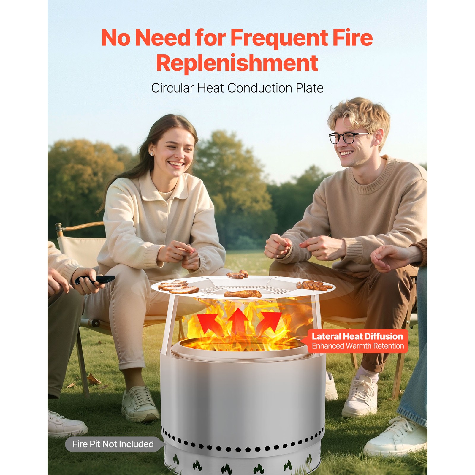 Fire Pit Heat Deflector for Solo Stove Yukon 27 in Bonfire Stainless Steel