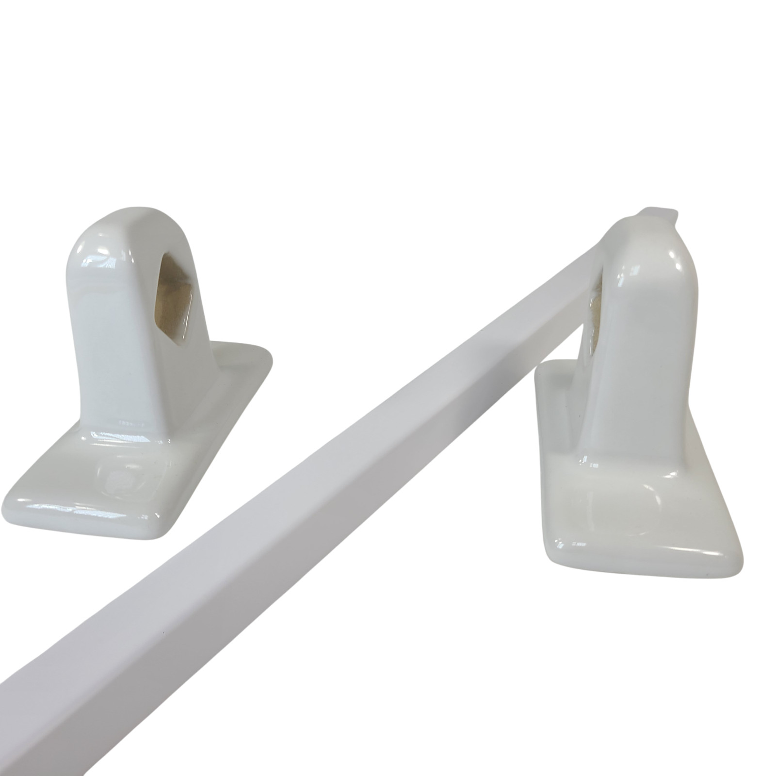 Vintage White Ceramic Tile Towel Rod Rack Post Holder Brackets 24 in Acrylic Bar