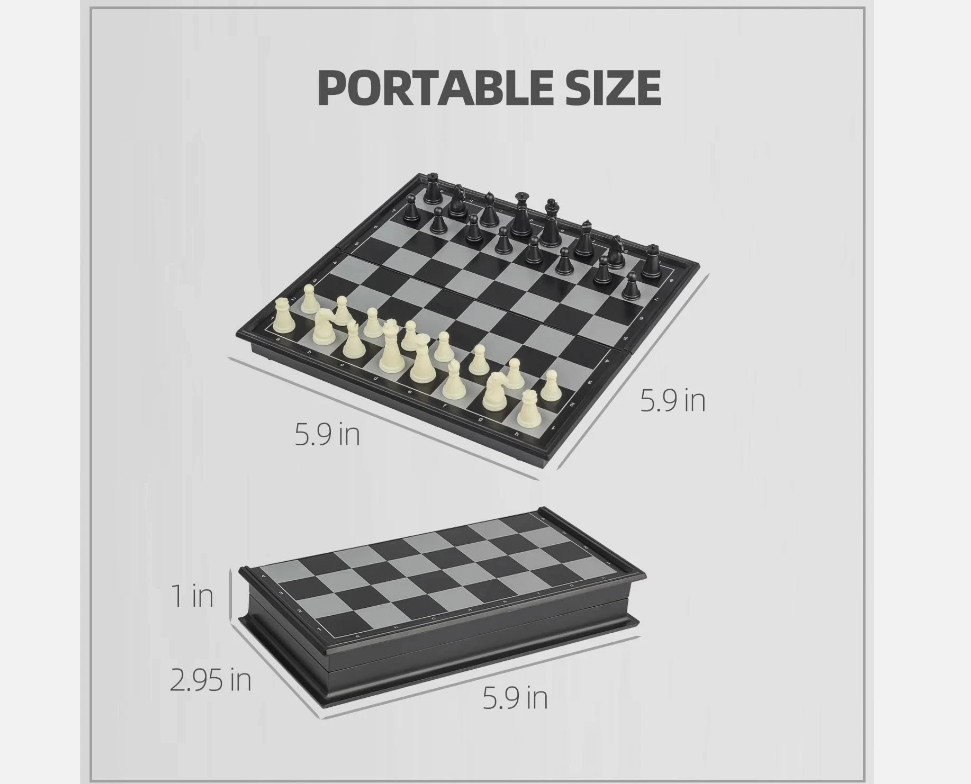 Magnetic Travel Chess Set Mini Portable Folding Board Game Pocket Size 5.9"*