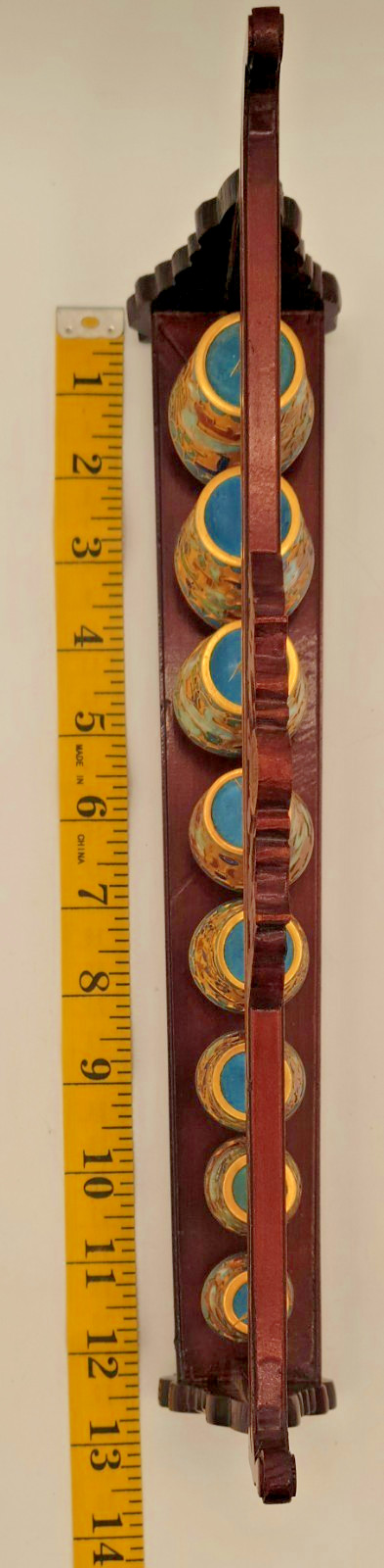 Chinese Cloisonne Graduated Musical Bell Set on Wood Carved Stand FREE SHIP