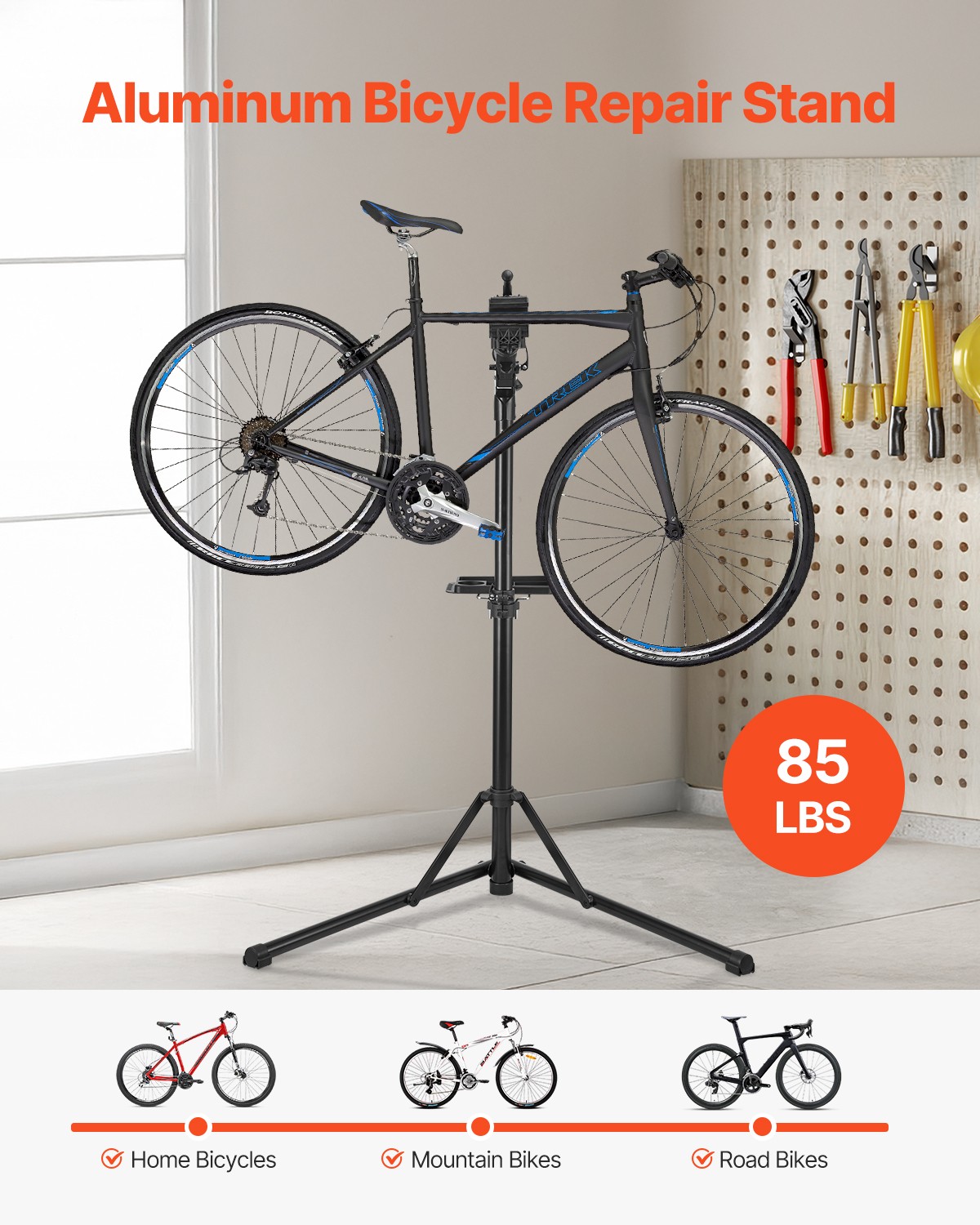 VEVOR Bike Repair Stand 85 lb Adjustable Bicycle Maintenance Rack with Tool Tray