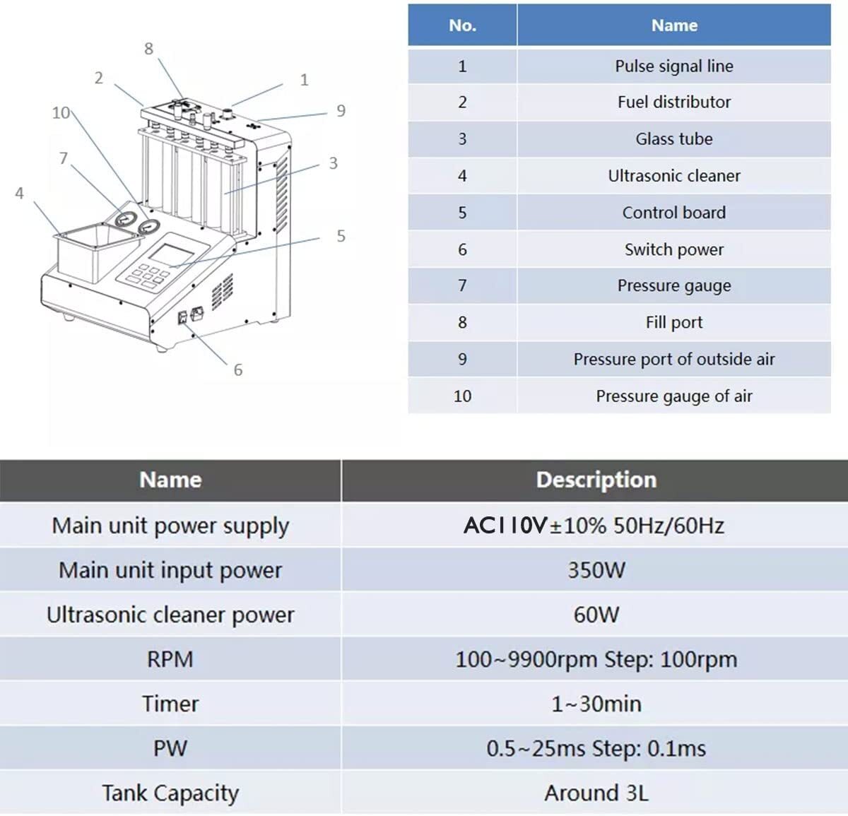 LAUNCH CNC605A Fuel Injector Cleaner Tester Kit Ultrasonic Cleaning Machine Used