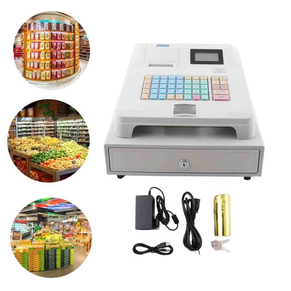 8 Digital LED Electronic Cash Register 48 Keys with Thermal Printer for Retail