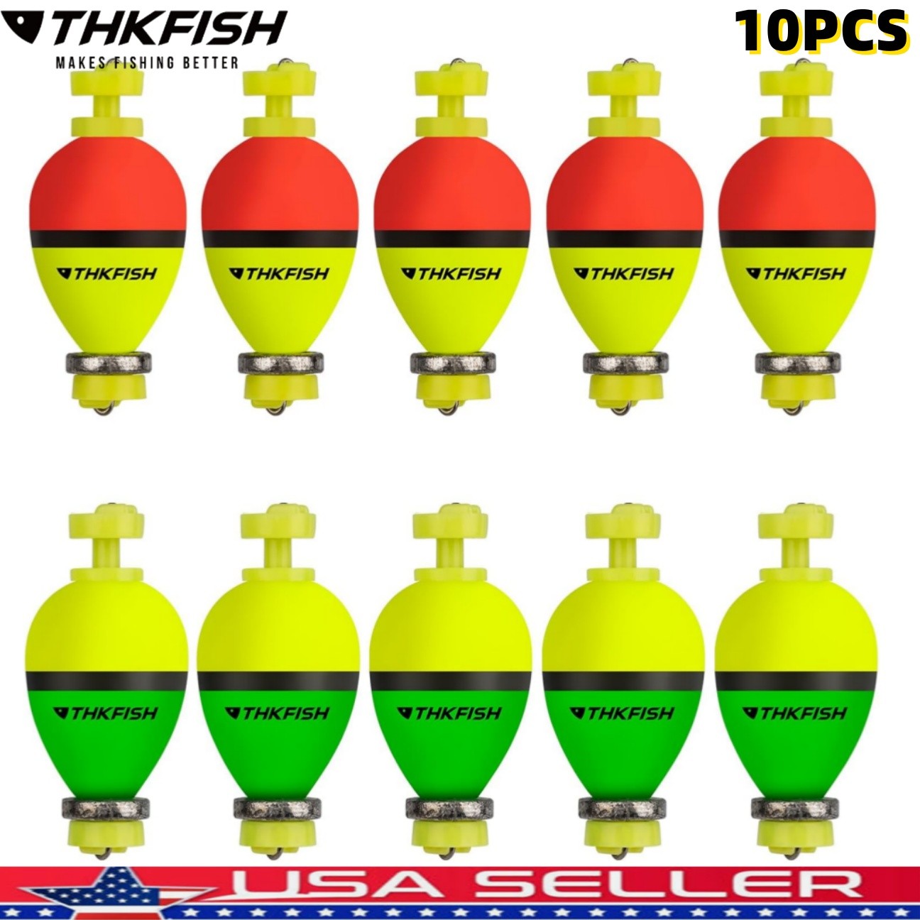 10Pcs Fishing Bobbers, Weighted Fishing Bobbers Foam snap-on Fishing Bobbers