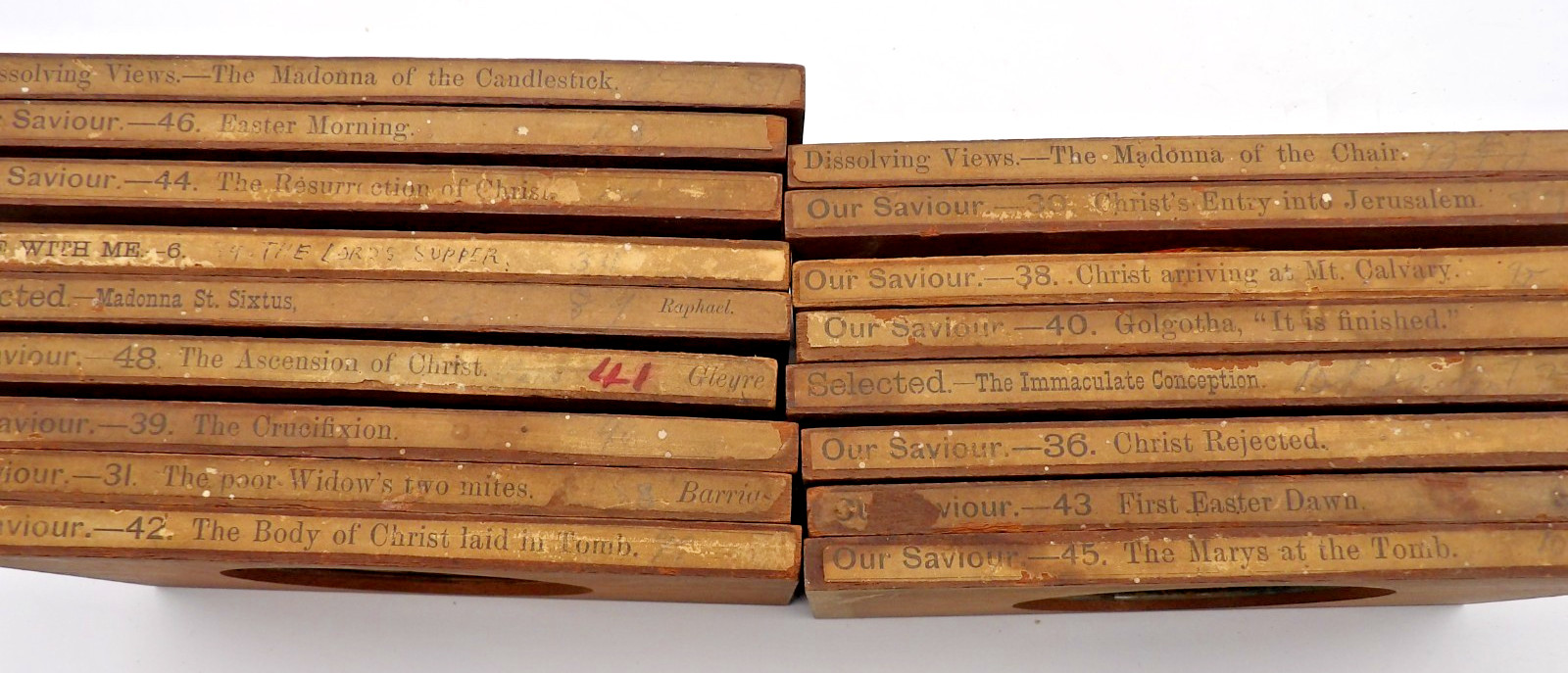 20 Magic Lantern 4x7 Wood Slides Christian Scenes