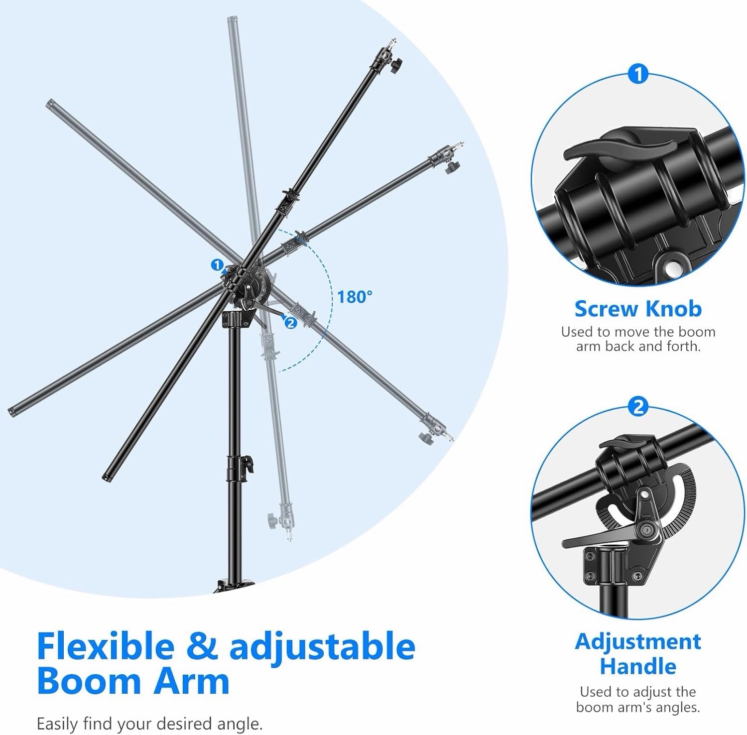 2 in 1 Photography Light Stand, 9.7ft Heavy Duty Tripod Stand with Boom Arm ,Bag