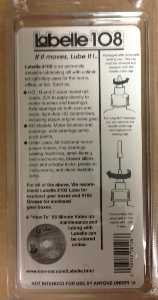 Labelle 108 LIGHT Synthetic Multi-Purpose OIL HO N Z scales RC MODELRRSUPPLY
