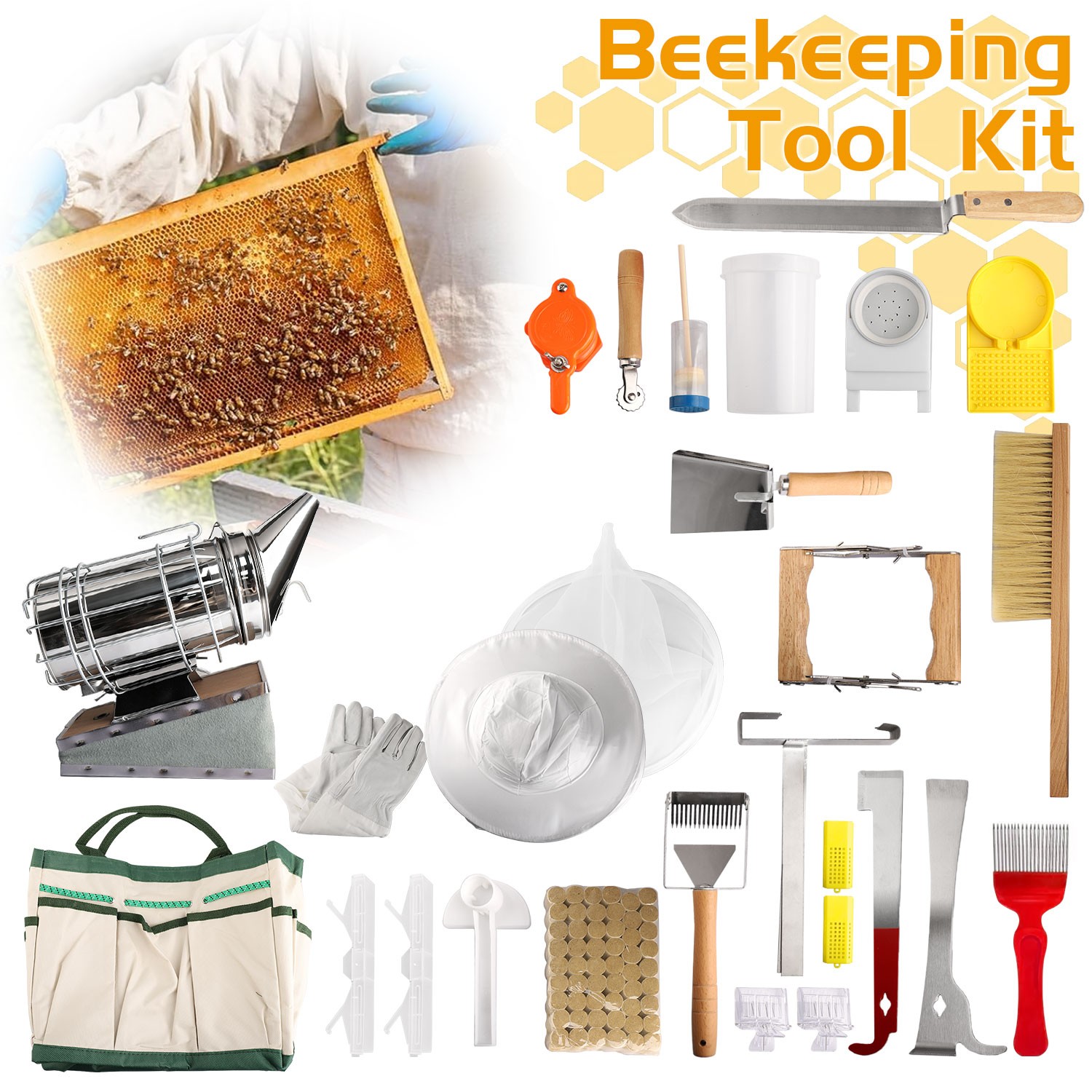 30 Pcs Beekeeping Supplies Tools Bee Suit Bee Keeping Starter Kit Bee Keeper
