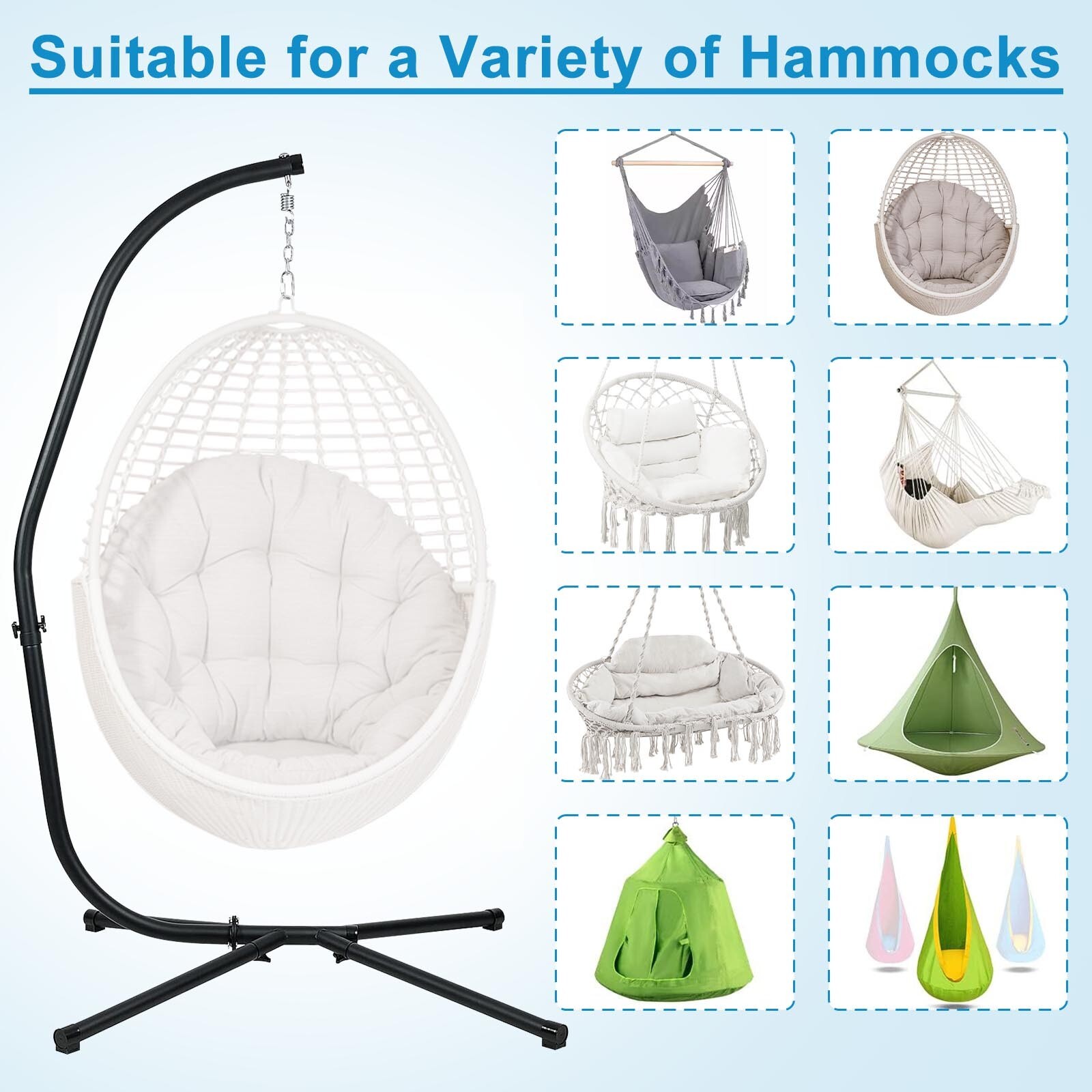 Aoodor Hammock C Stand(Only) Solid Steel Construction For Hanging Swing Chair